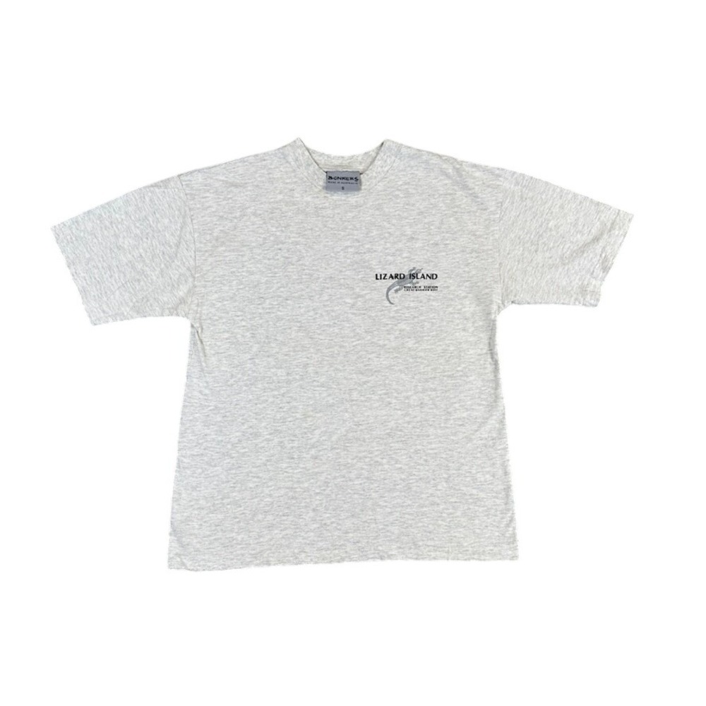 Vintage Bonkers Lizard Island Research Station T-Shirt Gray Made in Australia S